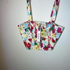 Juicy Couture set Front Zippered Corset Style Top Sz Lg and maxi dress floral